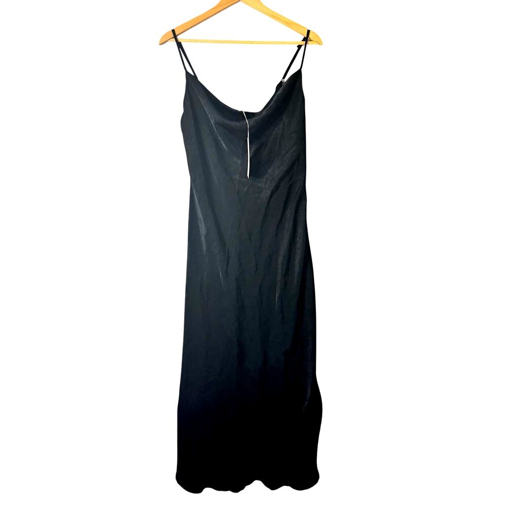 See You Monday Slip Dress Womens Large Black Long Floor Length Goth Whimsy NWT